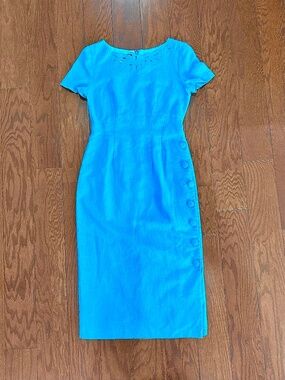 Vintage 80s 90s Aqua Blue dress high leg slit long dress with side slit